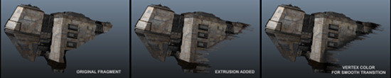 Adding extruded debris geometry and transition